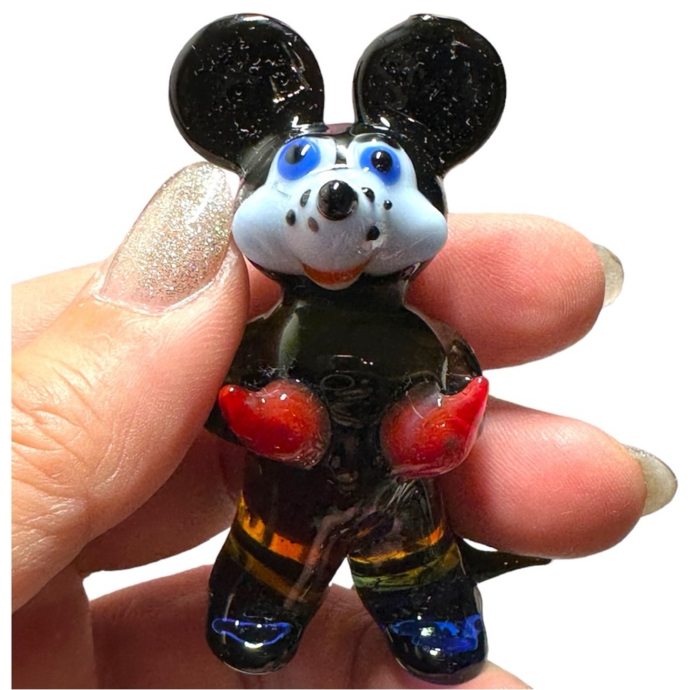 Vintage Murano Miniature Blown Art Glass Mouse Figurine